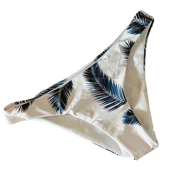 White Navy Monokini Tropical Beachwear Printed Swim Bottom Small - Picture 2 of 6